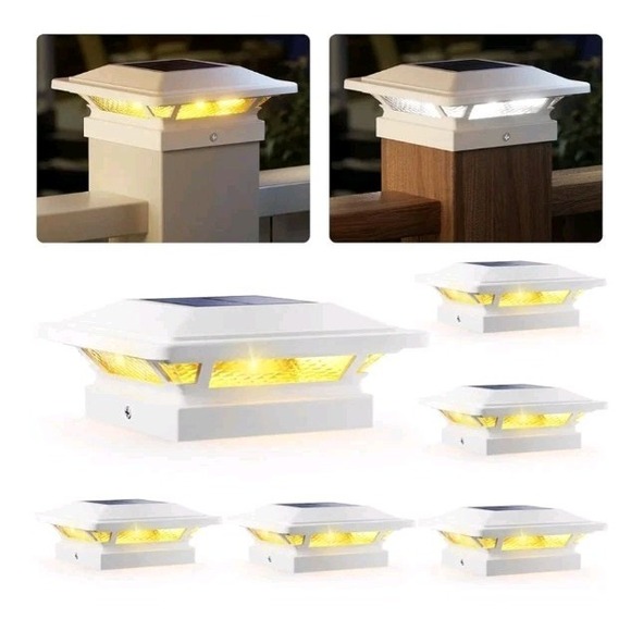 4x4 Solar Post Cap Lights 16 LEDs 2 Modes, 6 Pack - Picture 1 of 6